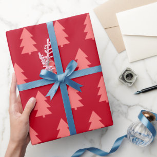 Christmas Tree Dark Red Wrapping Paper