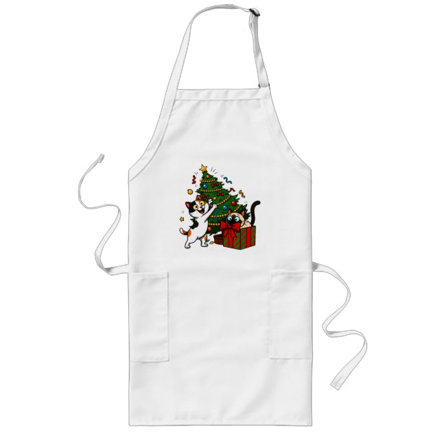 Christmas Tree Decorating Long Apron (Front)