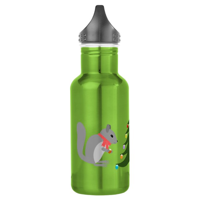 Christmas Tree Decorating Squirrels 532 Ml Water Bottle (Left)