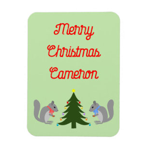 Christmas Tree Decorating Squirrels Custom Magnet