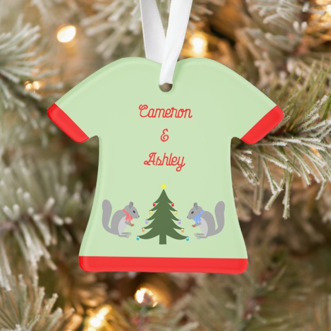 Christmas Tree Decorating Squirrels Custom Names Ornament (Tree)