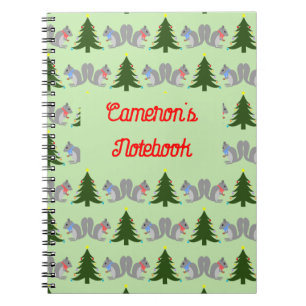 Christmas Tree Decorating Squirrels Custom Notebook
