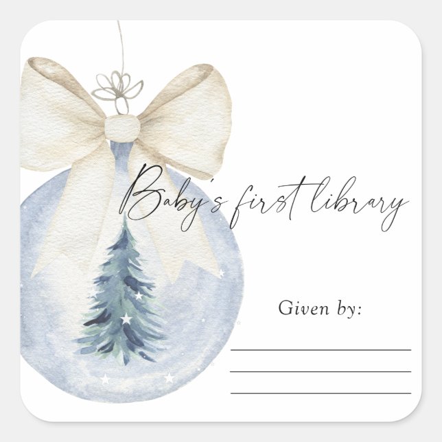 Christmas tree decoration - Baby Shower bookplate Square Sticker (Front)