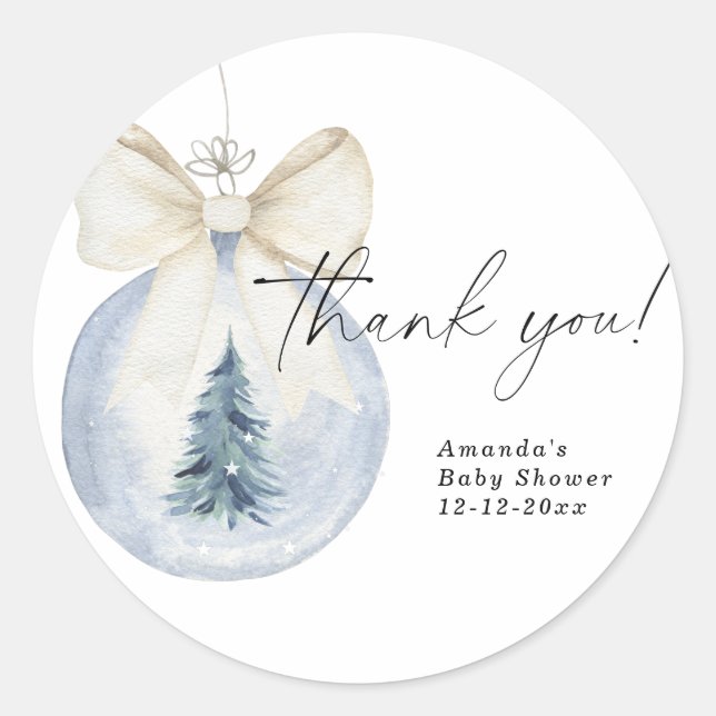 Christmas tree decoration Baby shower Thank You Classic Round Sticker (Front)