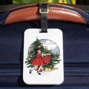 Christmas Tree Decoration Vintage girl Dancing Luggage Tag