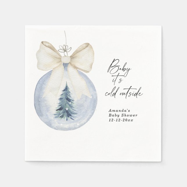 Christmas tree decoration with bow Baby shower Napkin (Front)