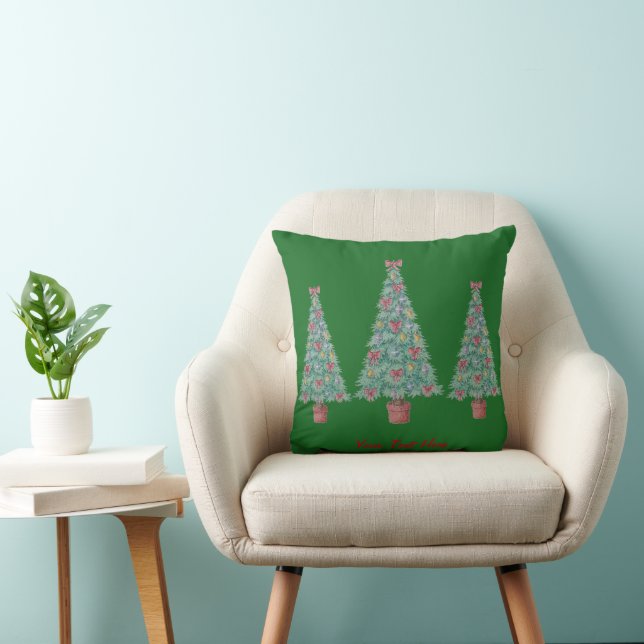 Christmas tree decoration with red bows gold bells cushion (Chair)