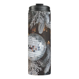 Christmas tree decorations, festive light backgrou thermal tumbler