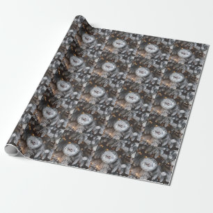 Christmas tree decorations, festive light backgrou wrapping paper