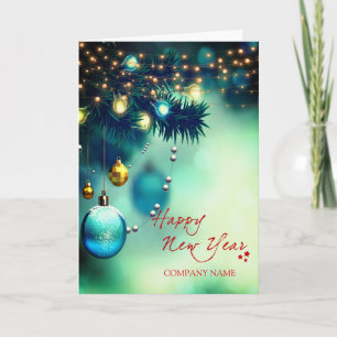 Christmas tree decorations, magical holiday card