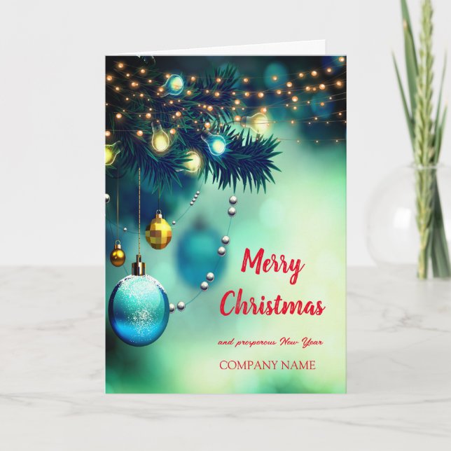 Christmas tree decorations, magical holiday card (Front)