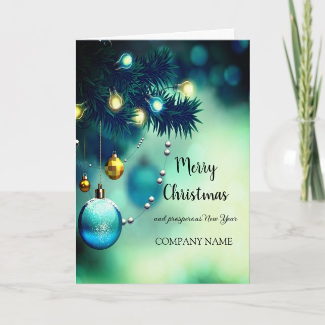 Christmas tree decorations, magical holiday card (Front)