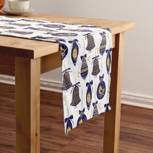 Christmas Tree Decorations Pattern Short Table Runner (In Situ)