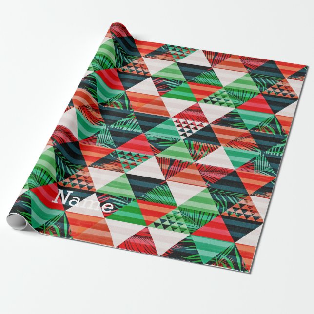Christmas tree design full of colours happy new  w wrapping paper (Unrolled)