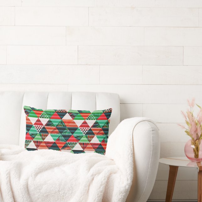 Christmas tree design full of colours  throw pillo lumbar cushion (Couch)