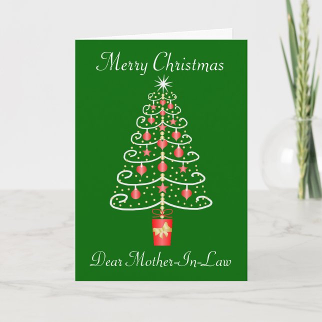 Christmas Tree Design Mother-In-Law Christmas Holiday Card (Front)