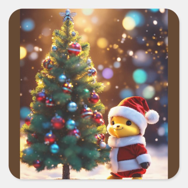 "Christmas Tree Design Sticker" Square Sticker (Front)