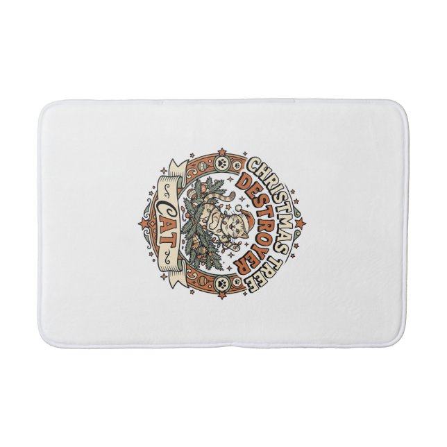 Christmas Tree Destroyer Cat Christmas Tree Destro Bath Mat (Front)