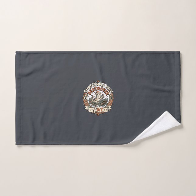Christmas Tree Destroyer Cat Christmas Tree Destro Hand Towel (Hand Towel)