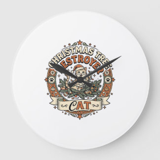 Christmas Tree Destroyer Cat Christmas Tree Destro Large Clock