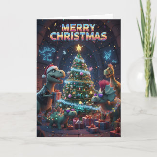 Christmas Tree Dinosaur Card - Jurassic Dino-mite