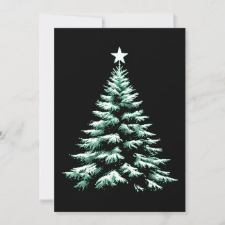 Christmas Tree Distresed Grunge Green & Black Holiday Card