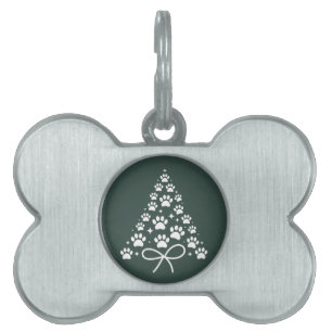 Christmas Tree Dog Lover Owner Gift Holiday Pet ID Tag