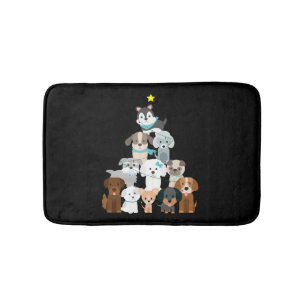 Christmas Tree Dogs Bath Mat
