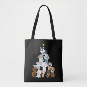 Christmas Tree Dogs Tote Bag