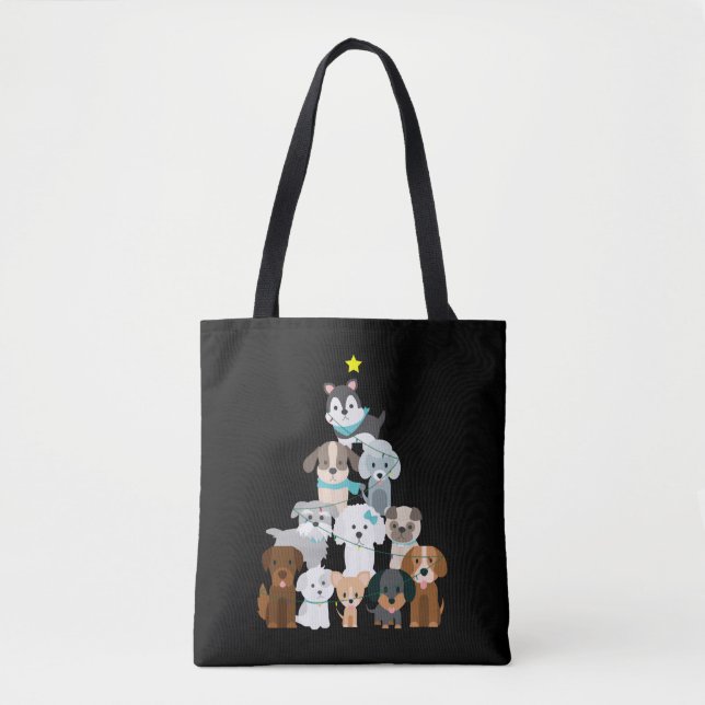 Christmas Tree Dogs Tote Bag (Front)