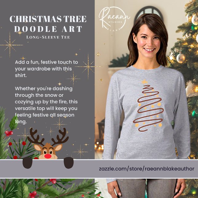 Christmas Tree Doodle Art Long Sleeve T-Shirt (Creator Uploaded)