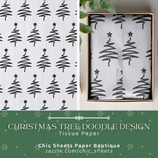 Christmas Tree Doodle Design Tissue Paper