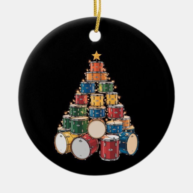 Christmas Tree Drummer Music Holiday Drum Band Ceramic Tree Decoration (Front)