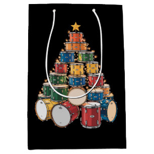 Christmas Tree Drummer Music Holiday Drum Band Medium Gift Bag