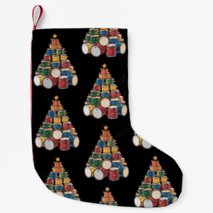 Christmas Tree Drummer Music Holiday Drum Band Small Christmas Stocking