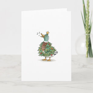 Christmas Tree Duck Singing for Funny Holiday Love Card