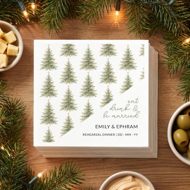 Christmas Tree Eat Drink and Be Married Napkin (Eat Drink & Be Married Christmas Tree Pattern Napkins by Darling & May)