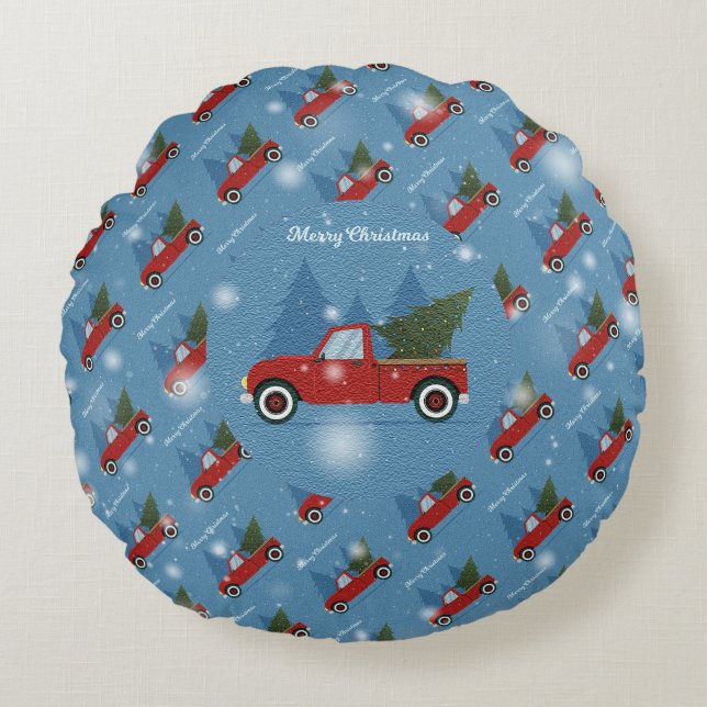 Christmas Tree Elegant Gift Round Pillow (Front)
