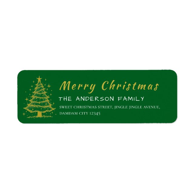 Christmas Tree Elegant Simple Return Address (Front)