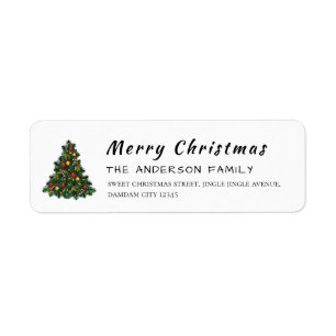 Christmas Tree Elegant Simple Return Address