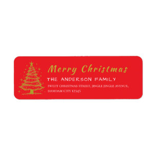 Christmas Tree Elegant Simple Return Address