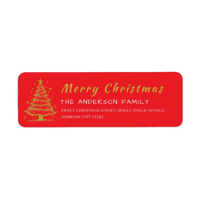 Christmas Tree Elegant Simple Return Address (Front)