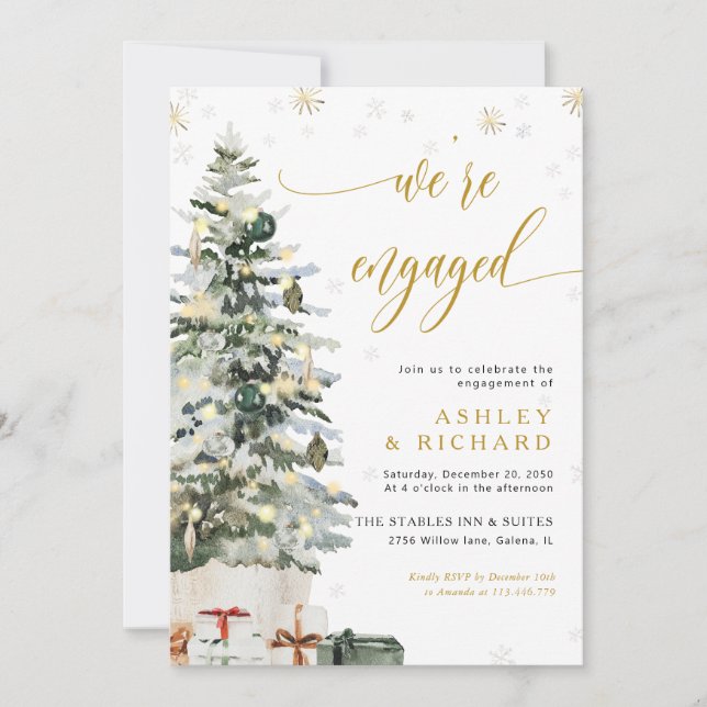 Christmas Tree Engagement Party Invitation (Front)