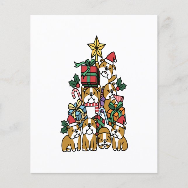 Christmas Tree English Bulldog Dog Long Sleeve Flyer (Front)