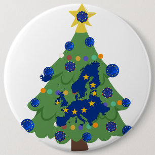 Christmas Tree - European Union Flag EU Euro 6 Cm Round Badge