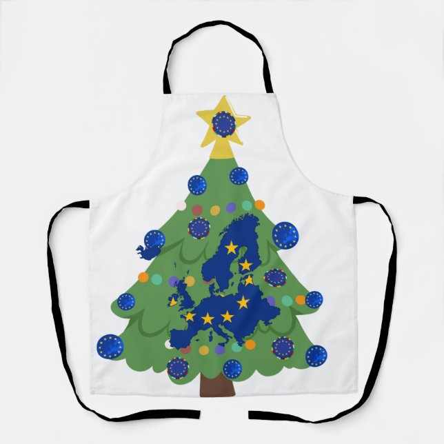 Christmas Tree - European Union Flag | EU Euro - b Apron (Front)