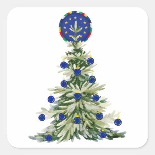 Christmas Tree - European Union Flag EU Euro - b Square Sticker