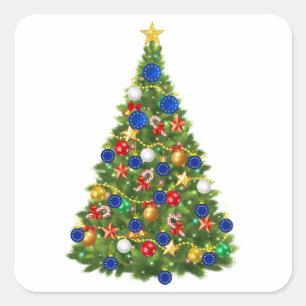 Christmas Tree - European Union Flag EU Euro - b Square Sticker