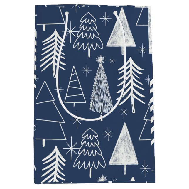 Christmas Tree - Evergreen Tree - Pine Tree Blue Medium Gift Bag (Front)