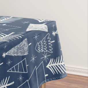 Christmas Tree - Evergreen Tree - Pine Tree Blue Tablecloth
